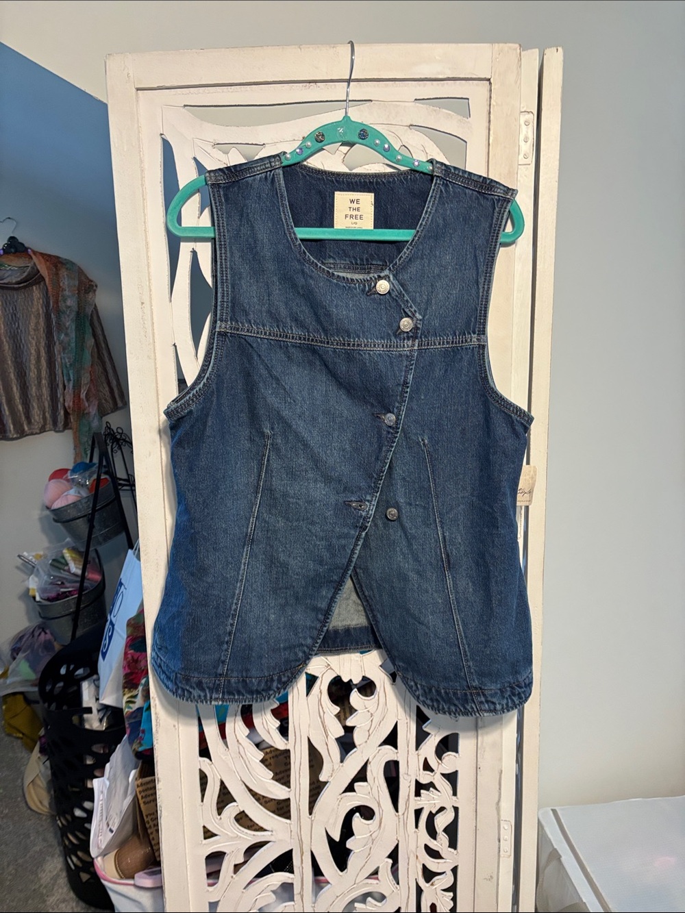 We The Free Dark Blue Denim Sleeveless Vest